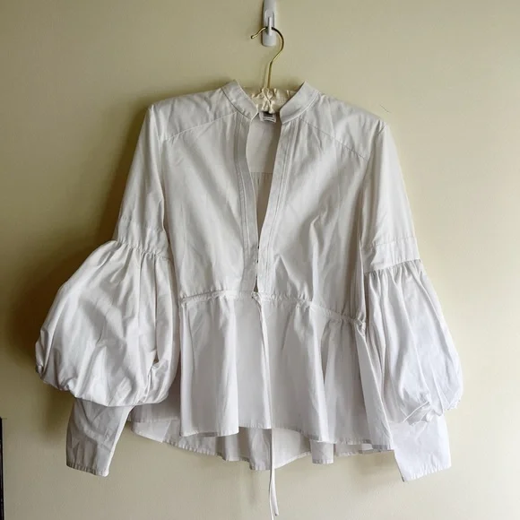 NWOT Rosie Assoulin Balloon Lantern Sleeve Blouse 0 - Picture 2 of 6